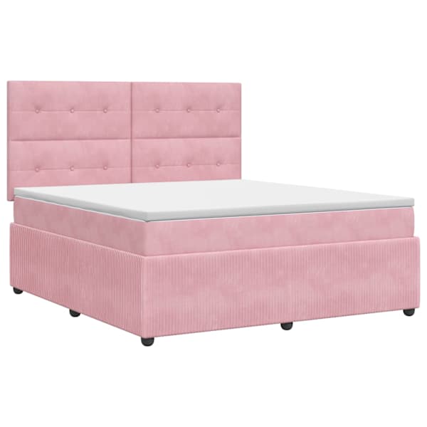 vidaXL Vedruvoodi madratsiga peaga Roosa 160 x 200 cm Samet
