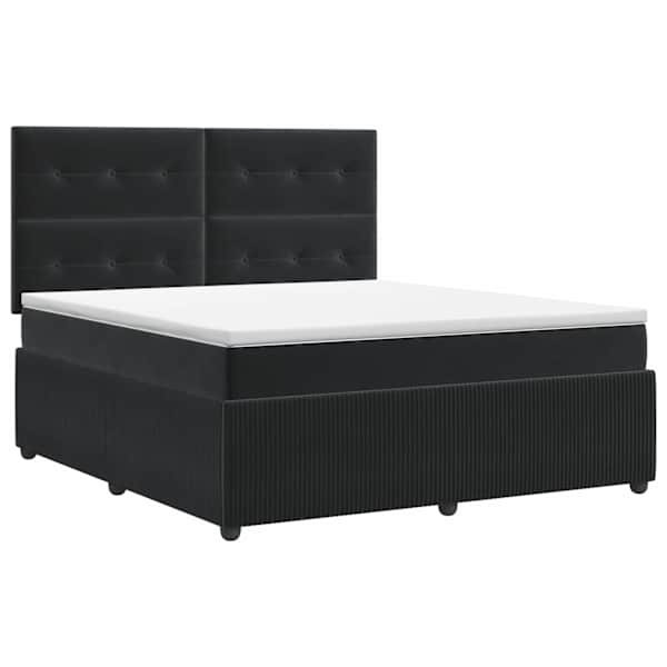 vidaXL Vedruvoodi madratsiga peaga Must 180 x 200 cm Samet
