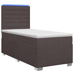vidaXL Vedruvoodi madratsiga peaga Tume pruun 80 x 200 cm kangas