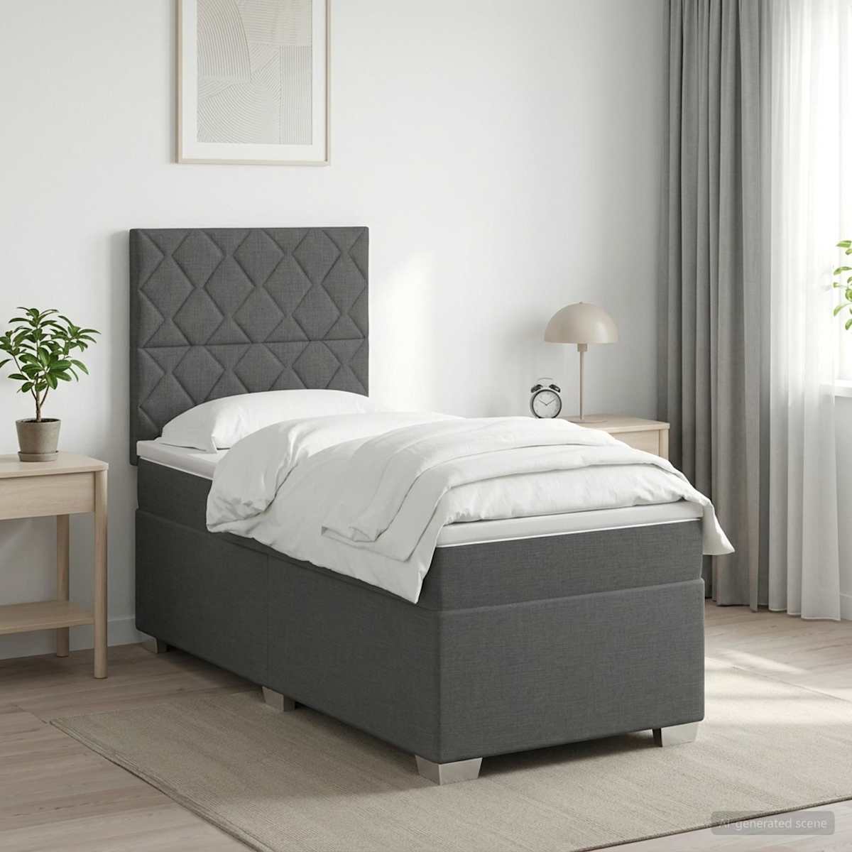 Box Spring Seng med Madras og LED 90 x 190 cm Stof - Billede 5