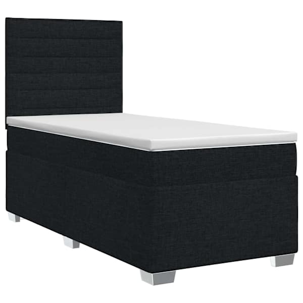 vidaXL Vedruvoodi madratsiga LED-ribadega Must 90 x 190 cm kangas