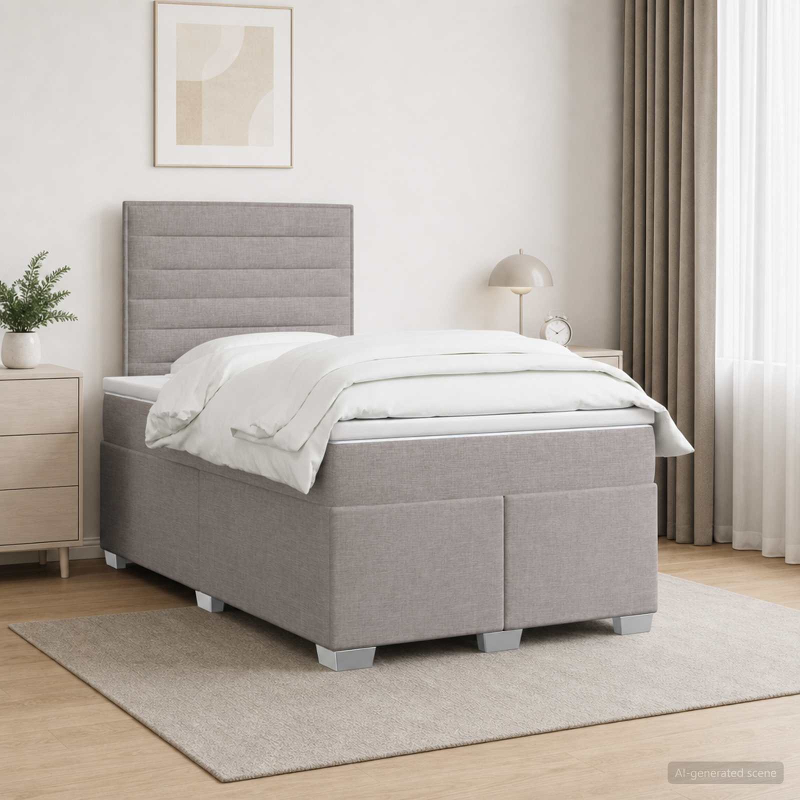 Postelja boxspring z vzmetnico Taupe 120 x 200 cm Blago