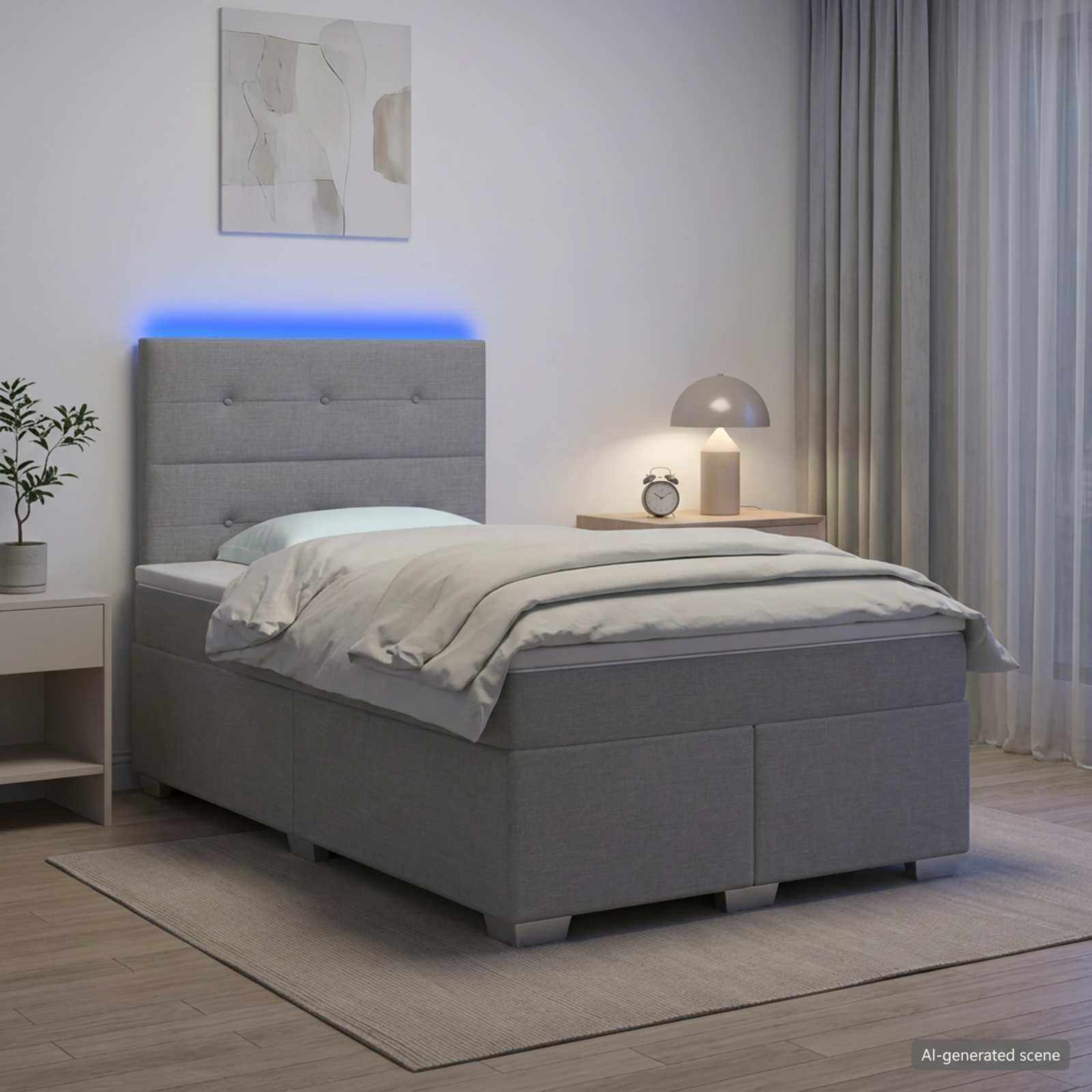 Postelja boxspring z vzmetnico Svetlo siva 120 x 200 cm Blago
