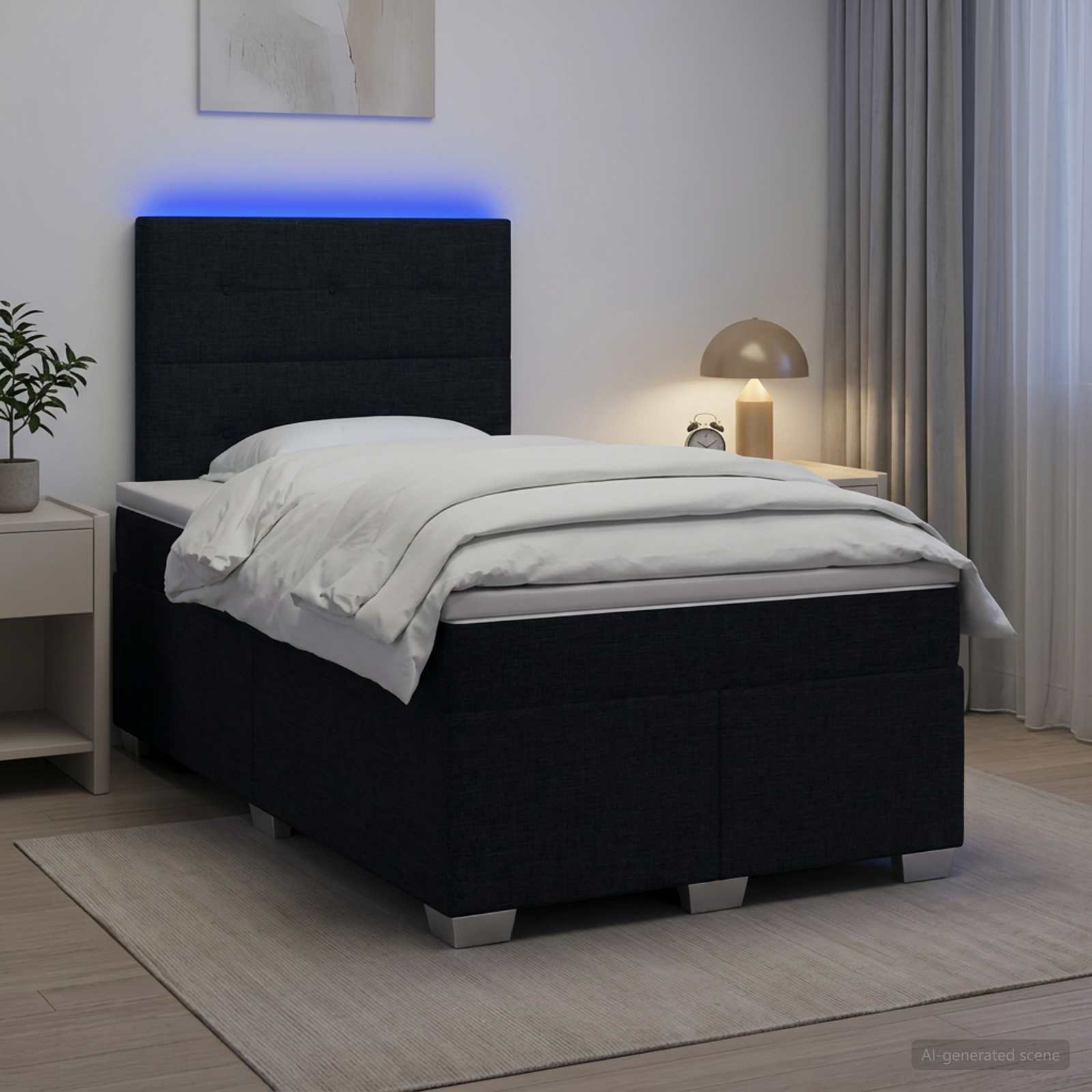 Postelja boxspring z vzmetnico Črna 120 x 190 cm Blago