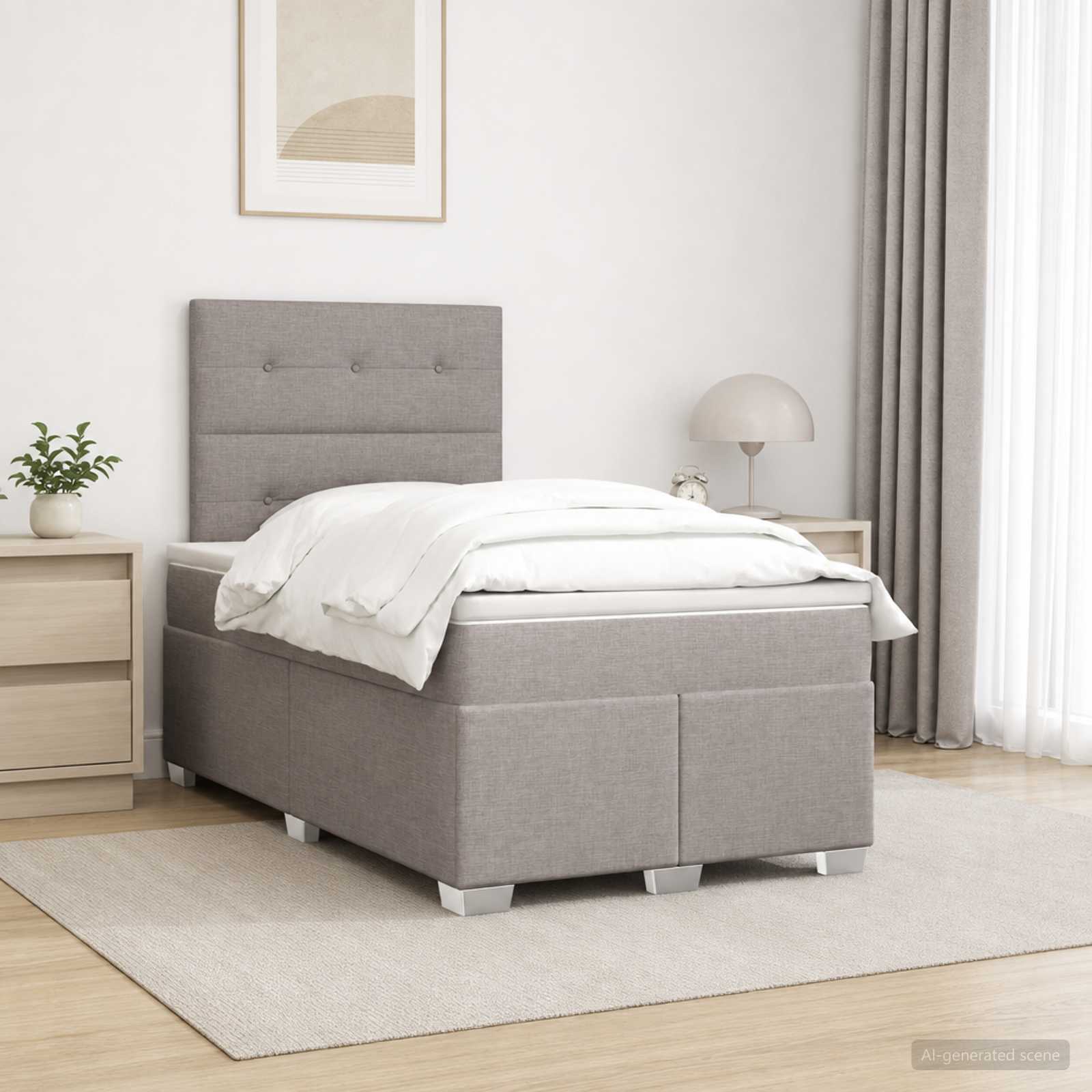 Континентално легло с матрак Таупе 120 x 190 cm Текстил