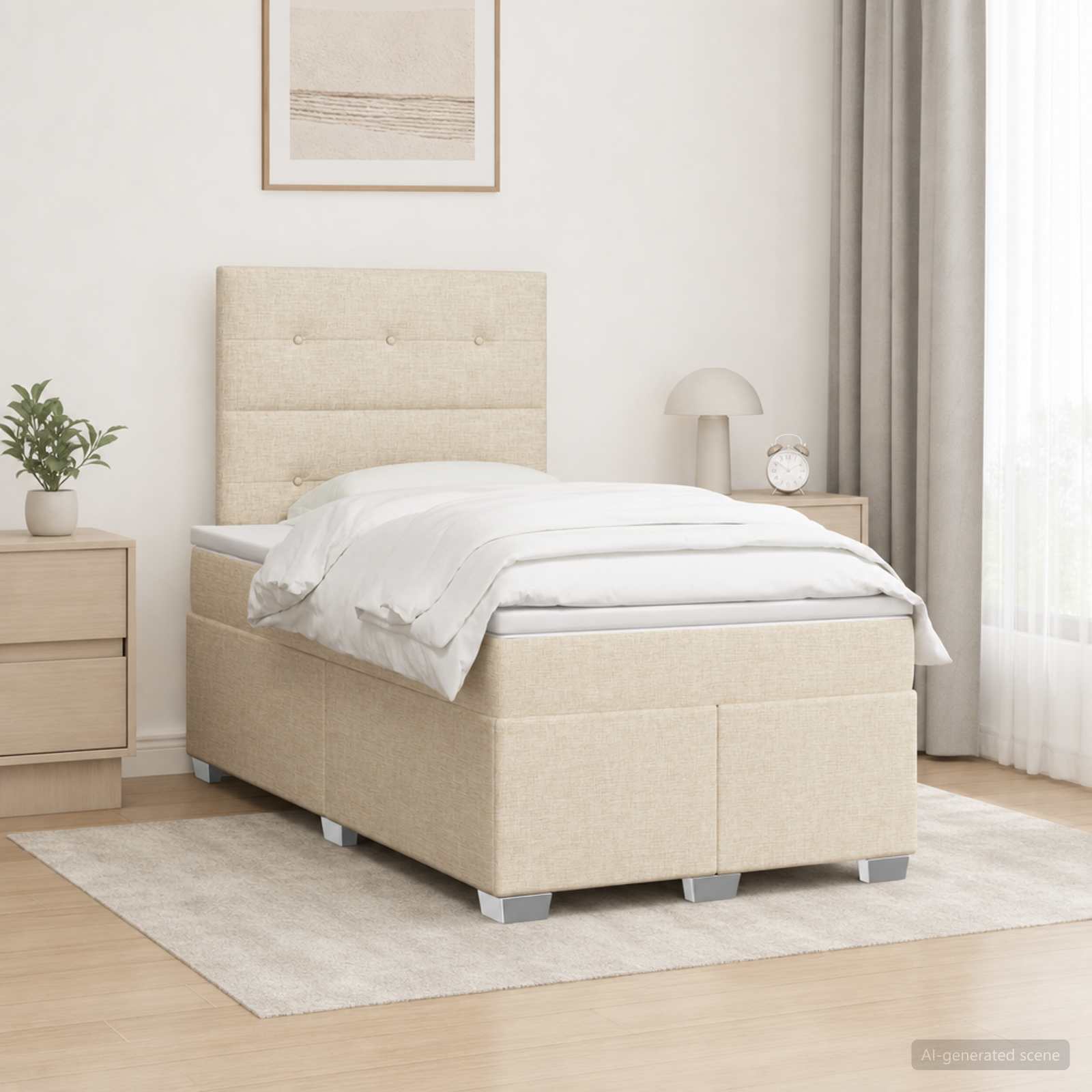 Континентално легло с матрак Кремаво 120 x 190 cm Текстил
