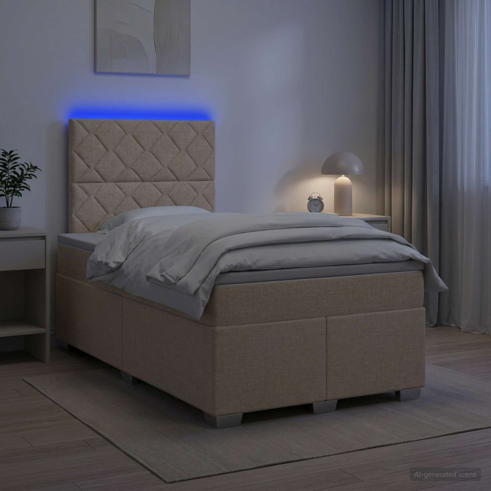Континентално легло с матрак Кремаво 120 x 190 cm Текстил