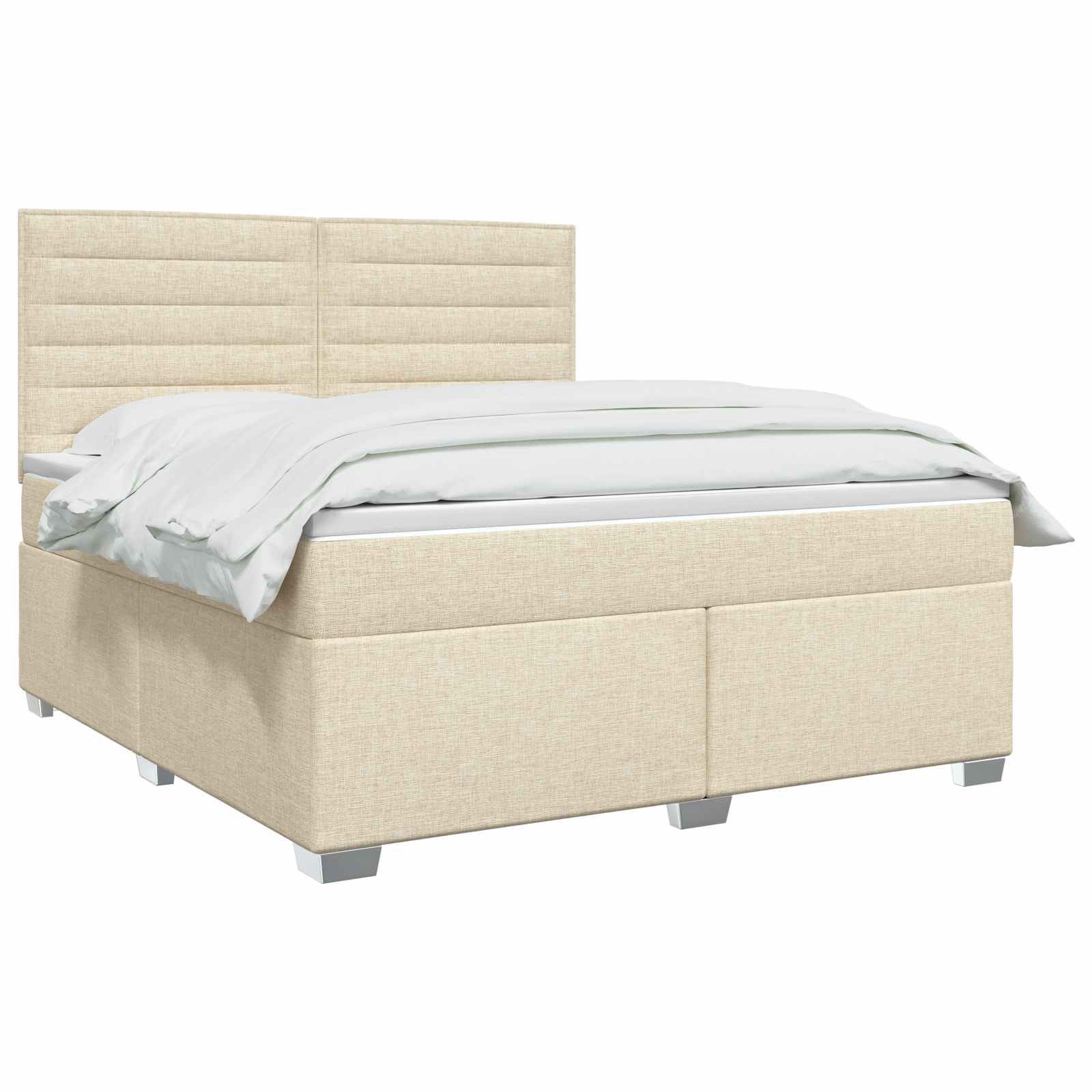 vidaXL - Boxspringbed - met - matras - Crèmekleurig - 160 - x - 200 - cm - Stof