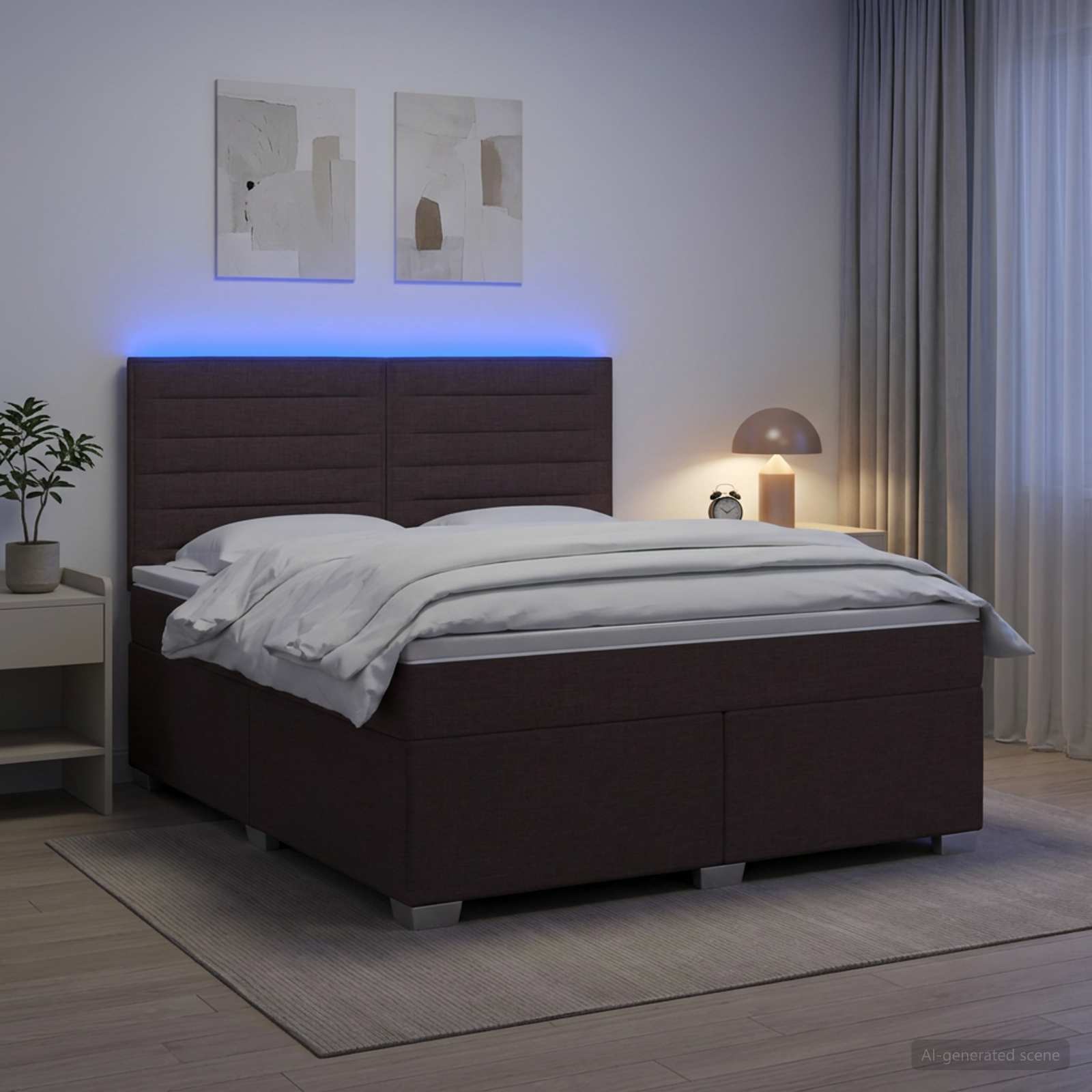 vidaXL Boxspringbed met matras Donkerbruin 180 x 200 cm Stof bruin, foto 4