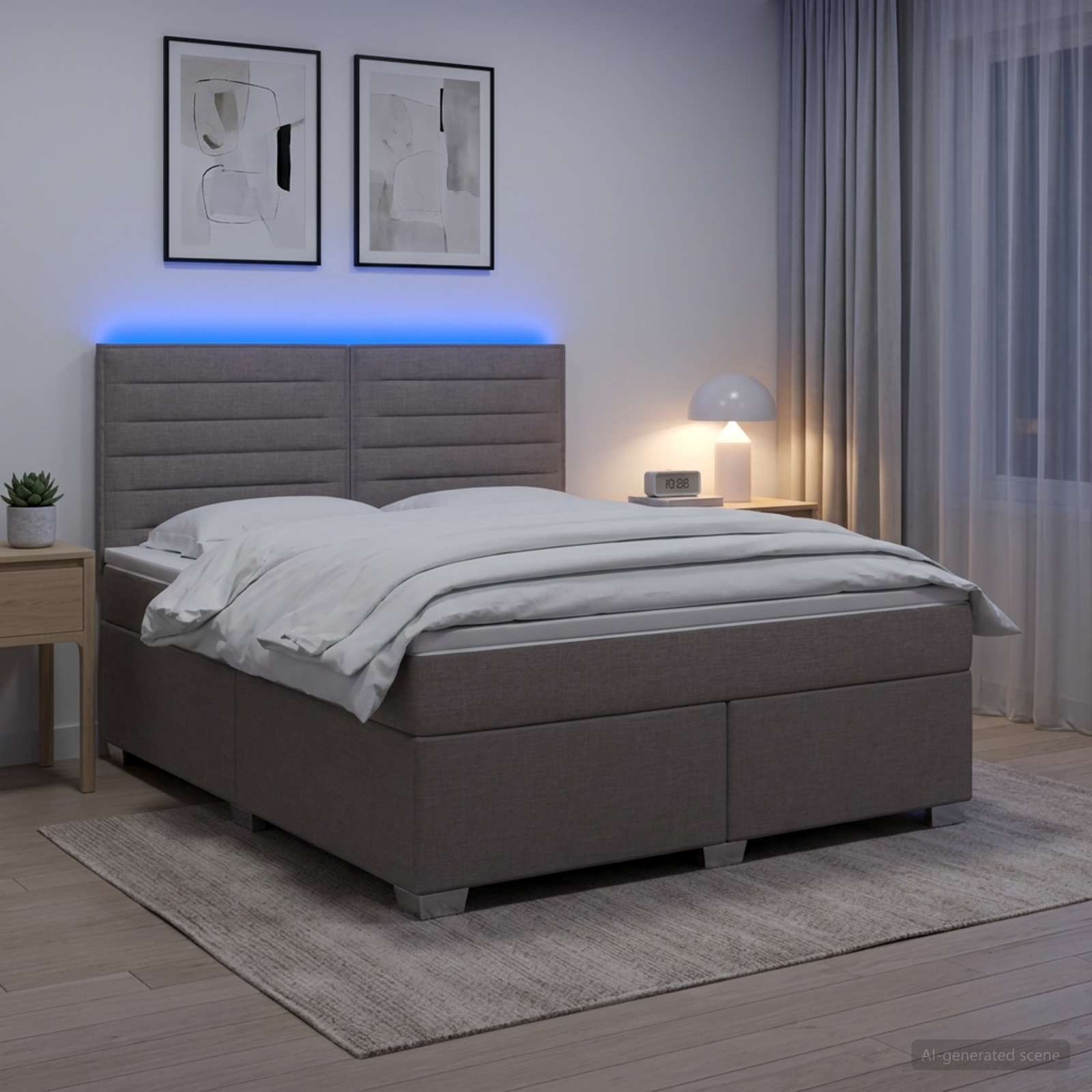 Континентално легло с матрак Таупе 140 x 200 cm Текстил