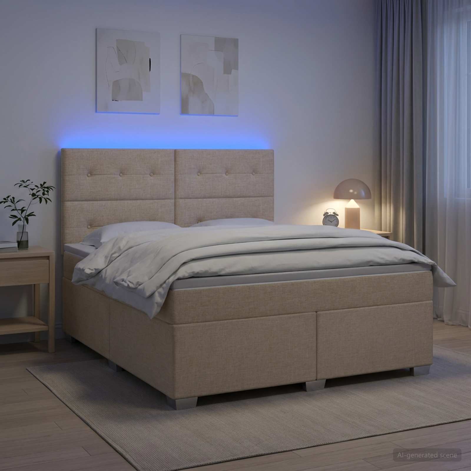 Континентално легло с матрак Кремаво 180 x 200 cm Текстил