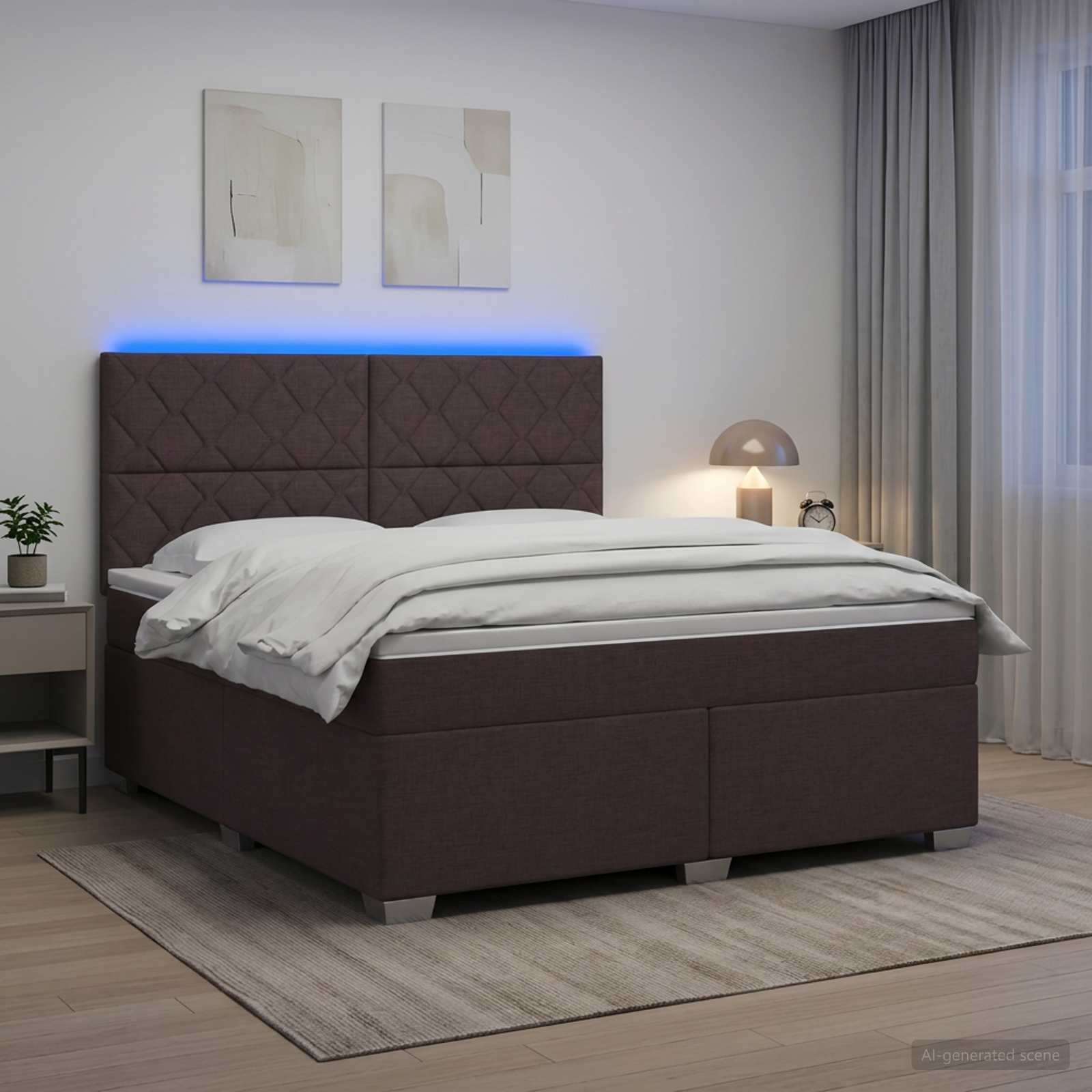 Postelja boxspring z vzmetnico Temno rjava 160 x 200 cm Blago