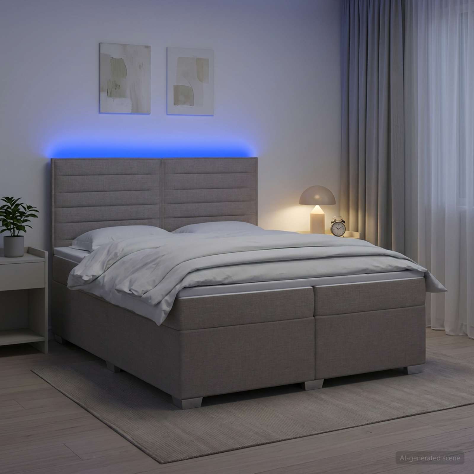 Postelja boxspring z vzmetnico Taupe 200 x 200 cm Blago