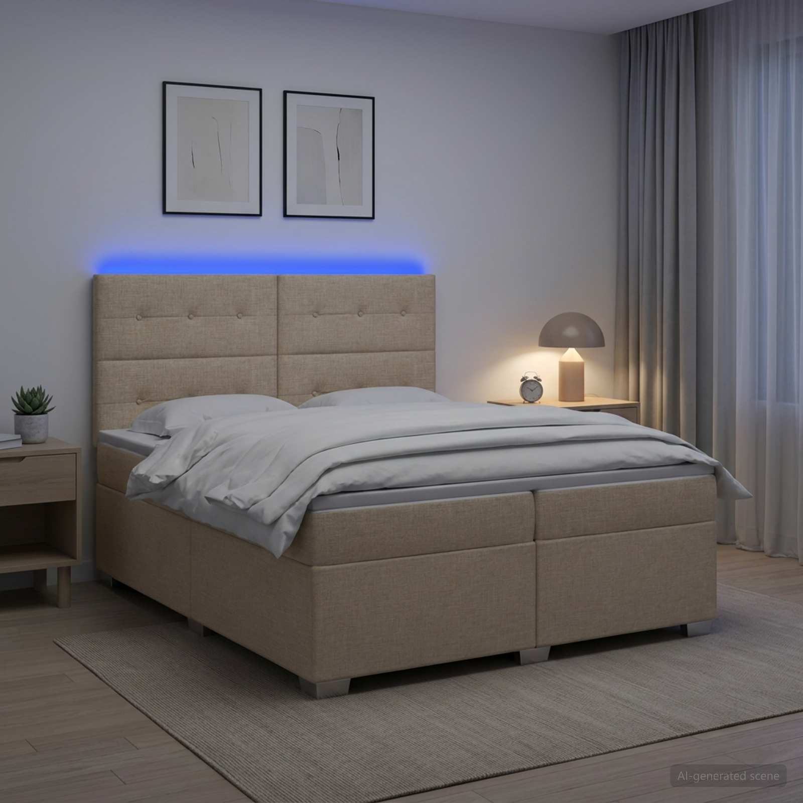 Континентално легло с матрак Кремаво 200 x 200 cm Текстил