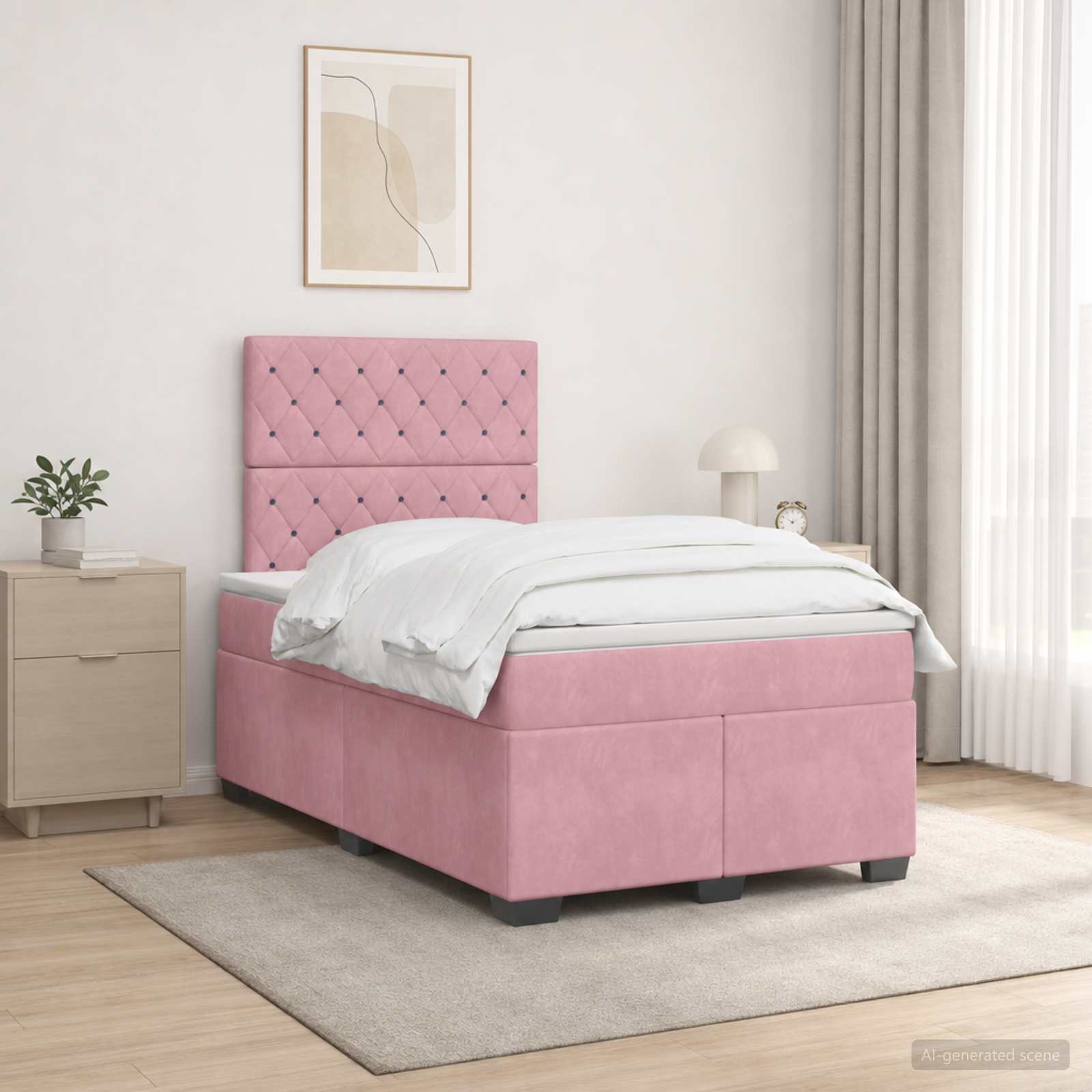 Postelja boxspring z vzmetnico Roza 120 x 200 cm Žamet