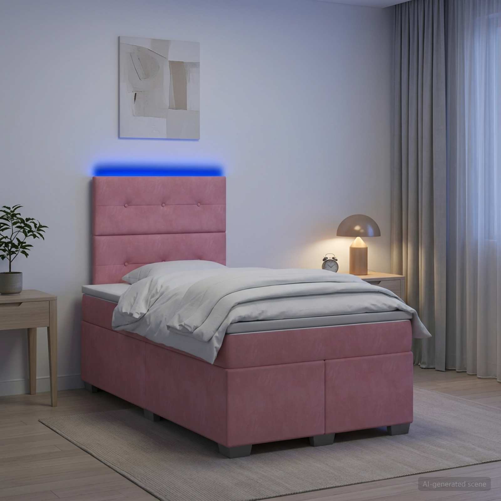 Postelja boxspring z vzmetnico Roza 120 x 200 cm Žamet