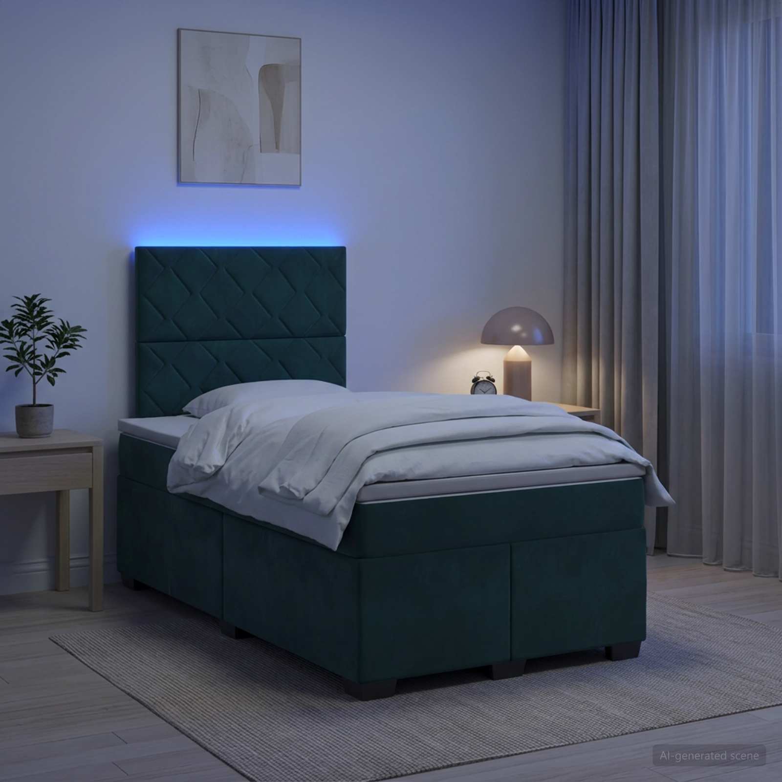 Postelja boxspring z vzmetnico Temno zelena 120 x 190 cm Žamet