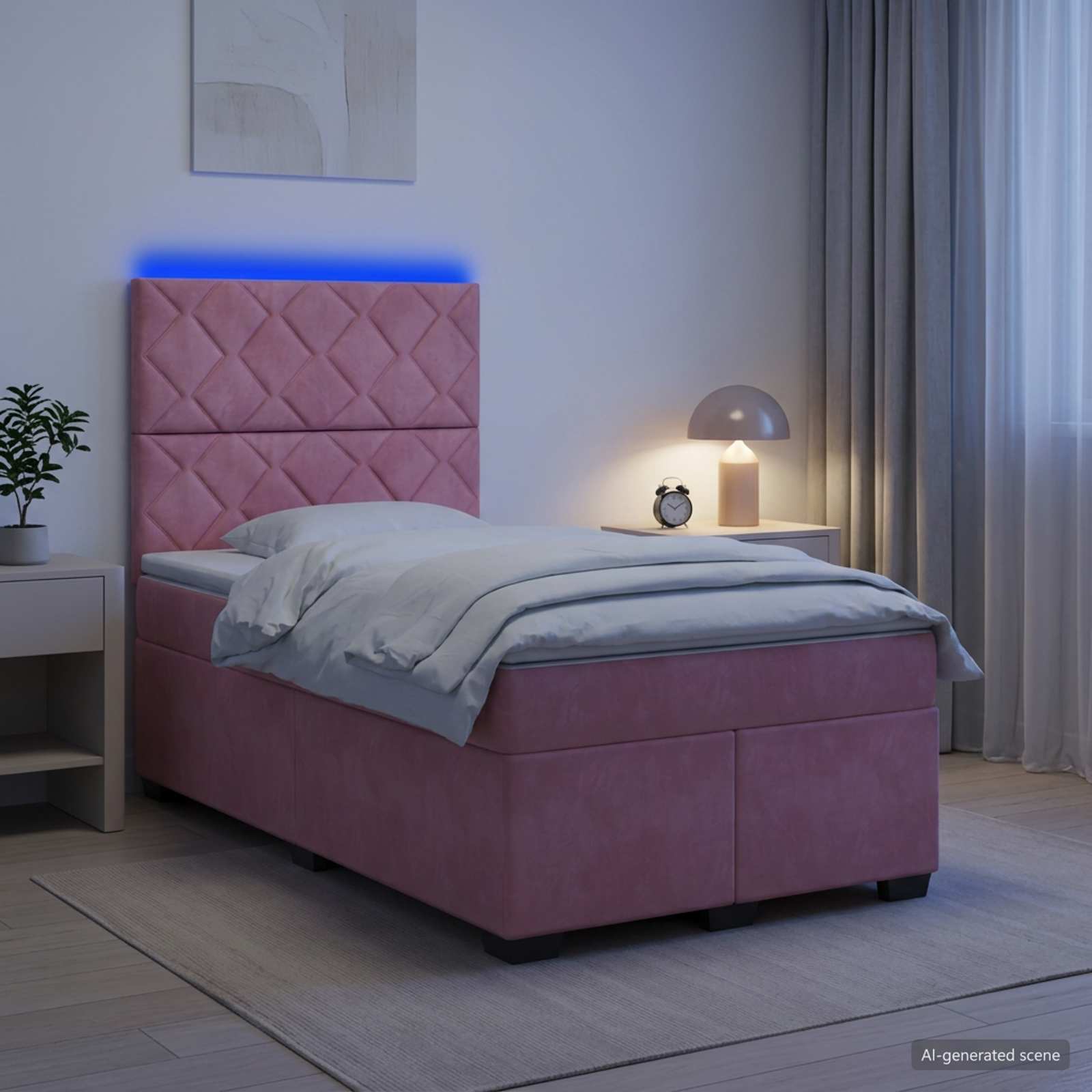 Postelja boxspring z vzmetnico Roza 120 x 200 cm Žamet