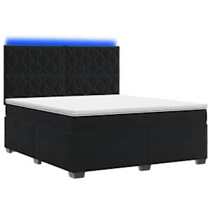 vidaXL Vedruvoodi madratsiga LED-ribadega Must 140 x 200 cm Samet