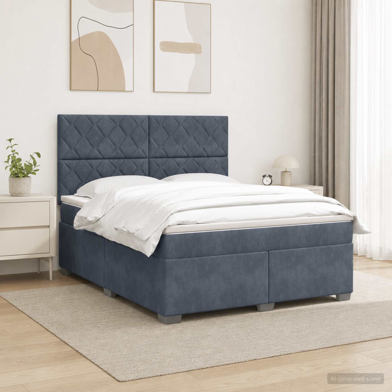 Postelja boxspring z vzmetnico Temno siva 180 x 200 cm Žamet
