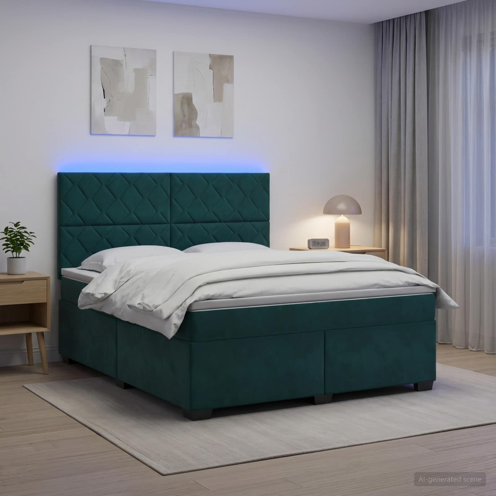 Postelja boxspring z vzmetnico Temno zelena 140 x 200 cm Žamet