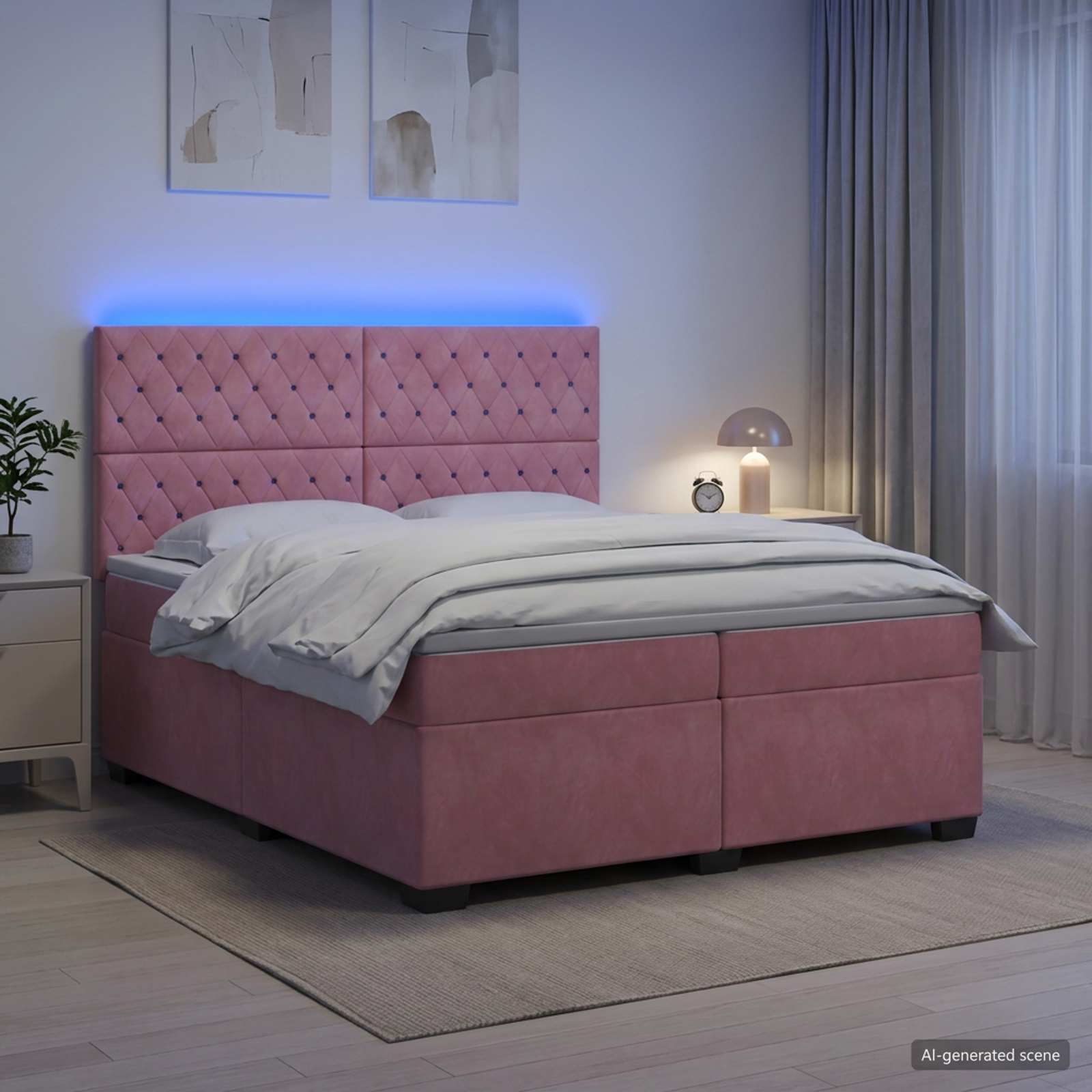 Postelja boxspring z vzmetnico Roza 200 x 200 cm Žamet