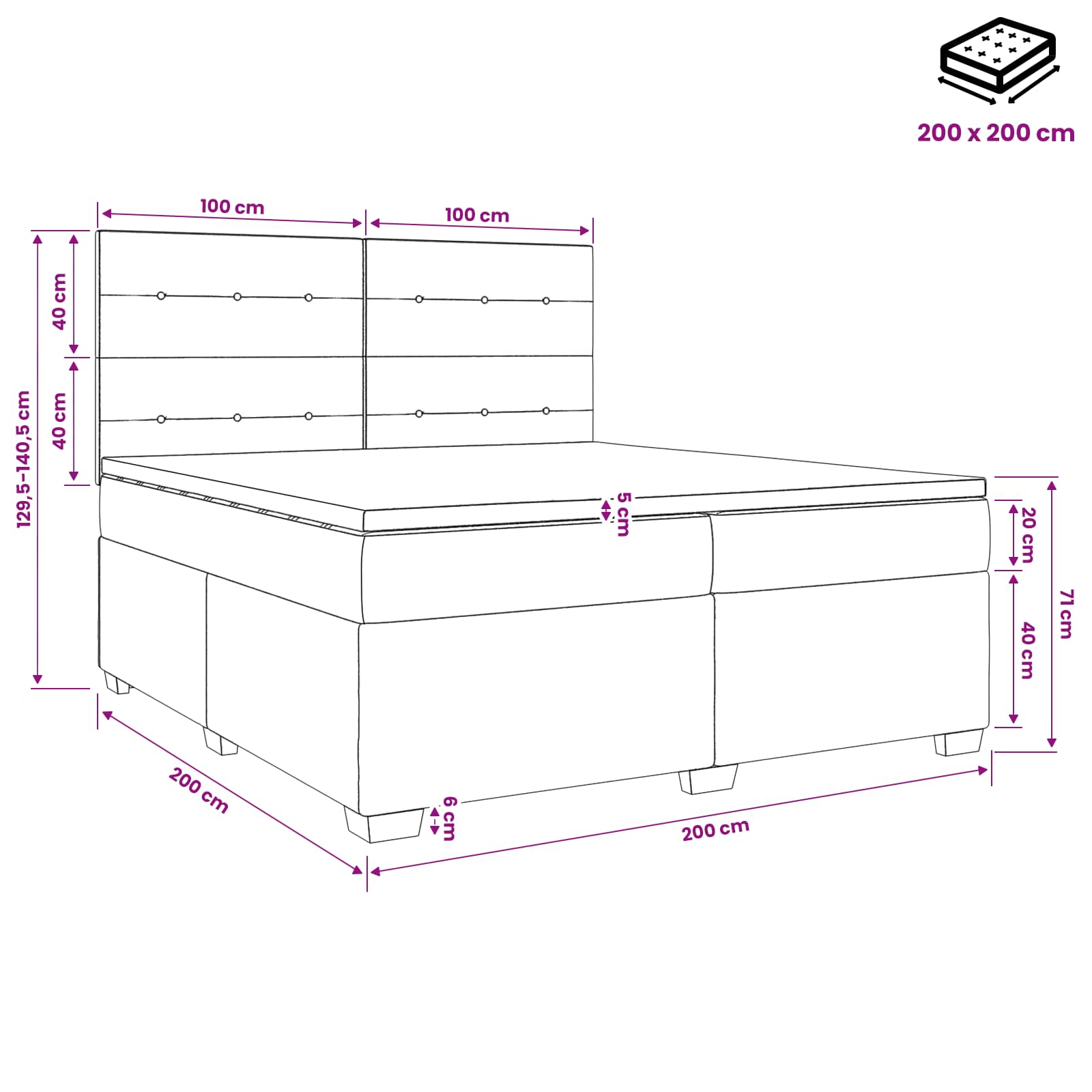 Postelja boxspring z vzmetnico Temno zelena 200 x 200 cm Žamet