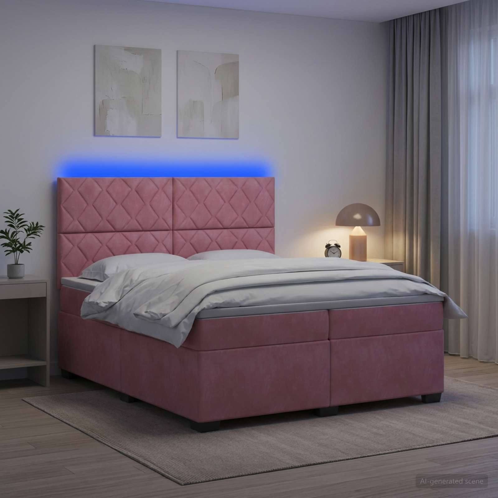 Postelja boxspring z vzmetnico Roza 200 x 200 cm Žamet