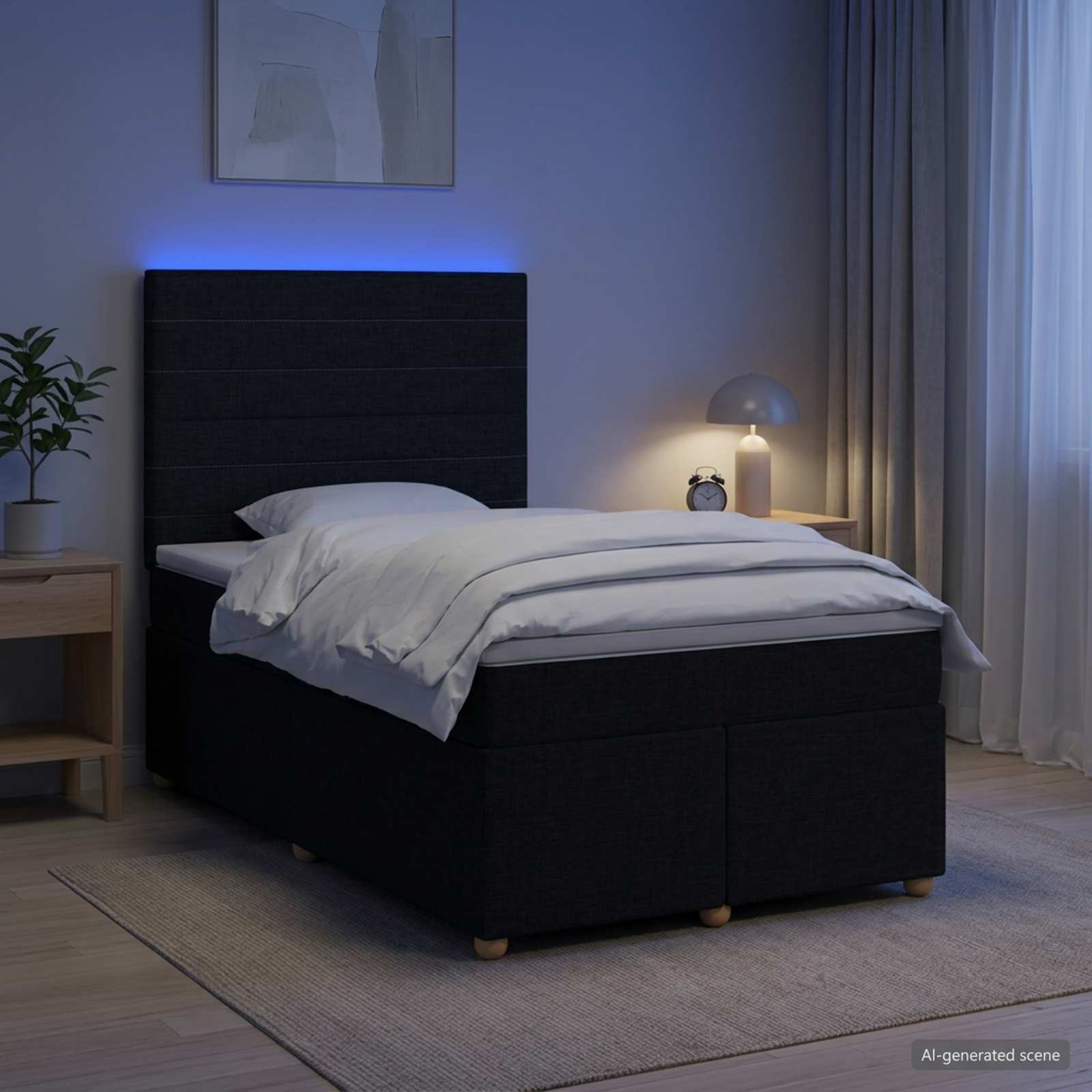 Postelja boxspring z vzmetnico Črna 120 x 190 cm Blago