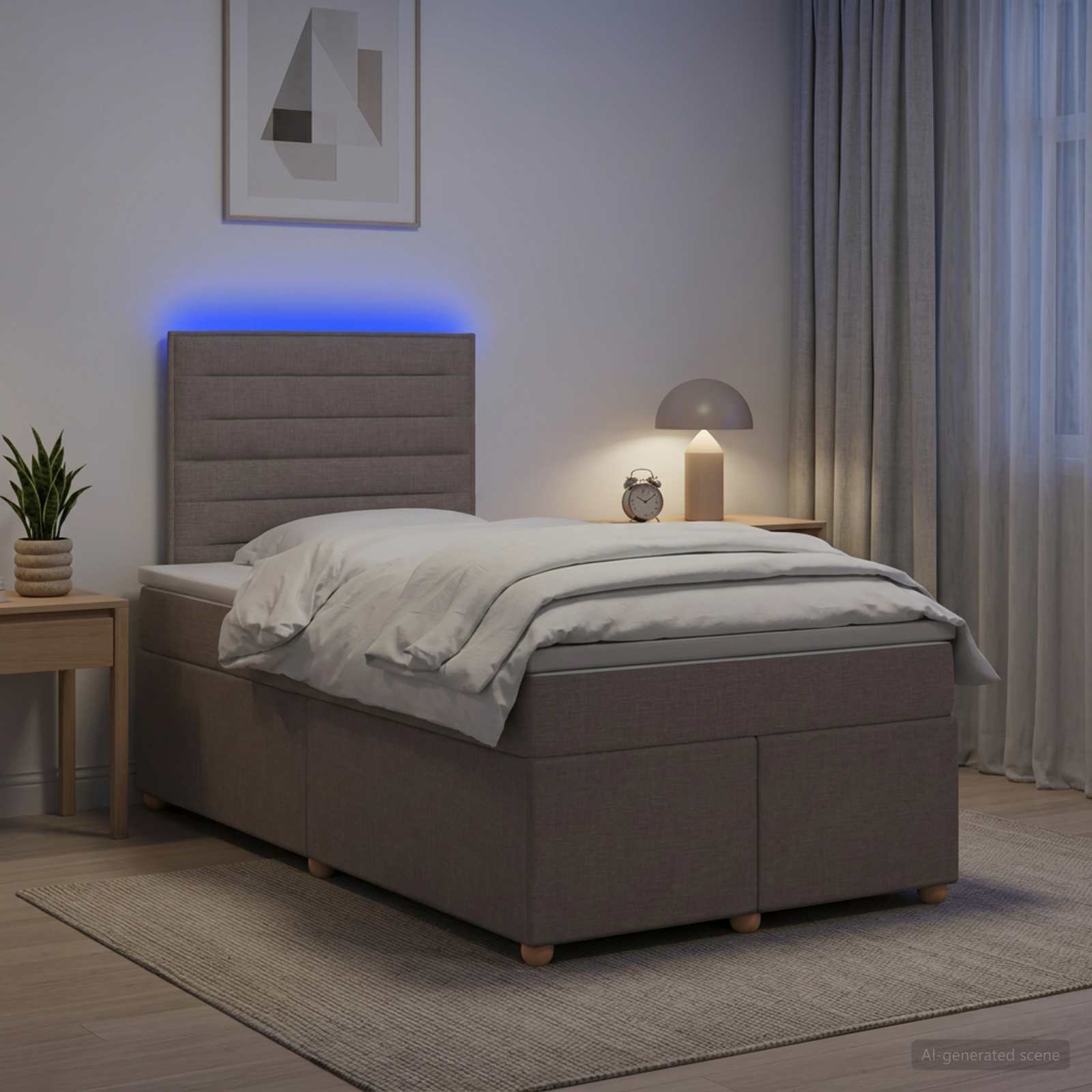 vidaXL Boxspringbed met matras met hoofdeinde Taupe 120 x 200 cm Stof, foto 4