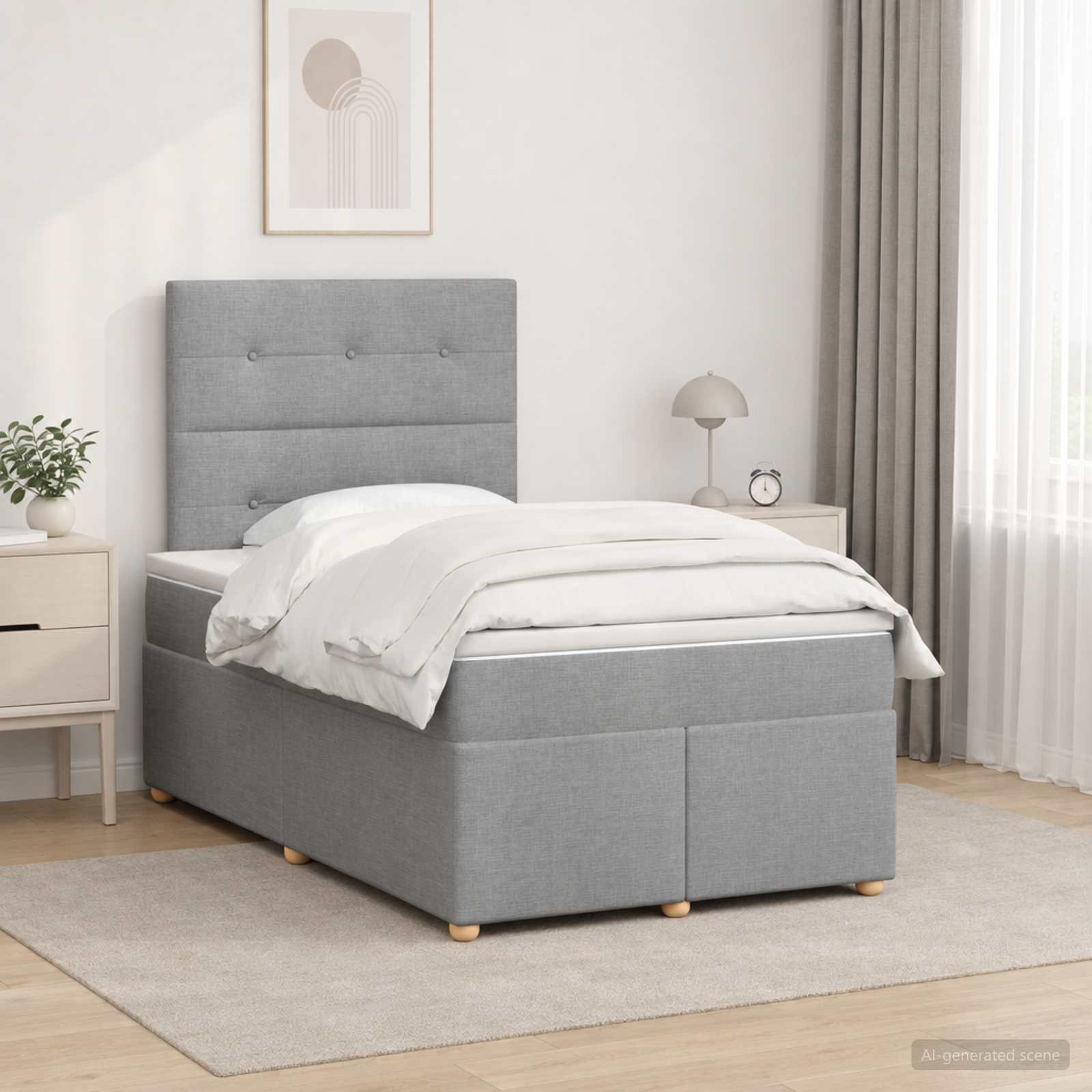 Postelja boxspring z vzmetnico Svetlo siva 120 x 200 cm Blago