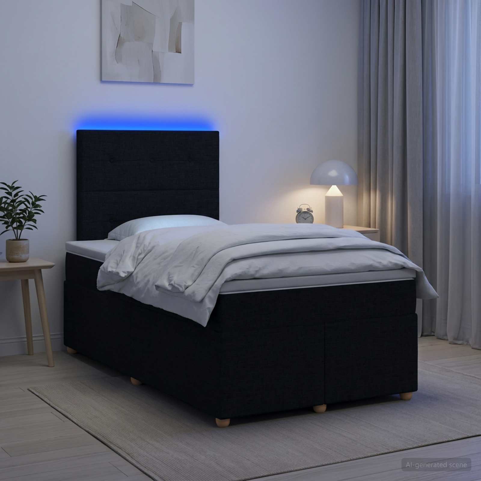 Postelja boxspring z vzmetnico Črna 120 x 200 cm Blago