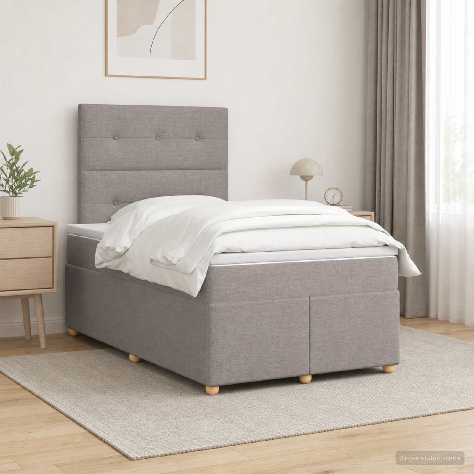 Континентално легло с матрак Таупе 120 x 190 cm Текстил