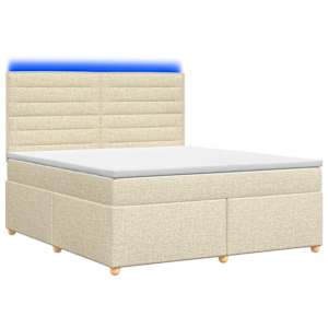 vidaXL Vedruvoodi madratsiga LED-ribadega Kreemjas 140 x 190 cm kangas