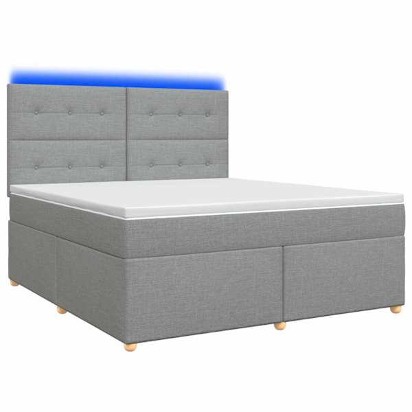 vidaXL Vedruvoodi madratsiga LED-ribadega Helehall 140 x 190 cm kangas