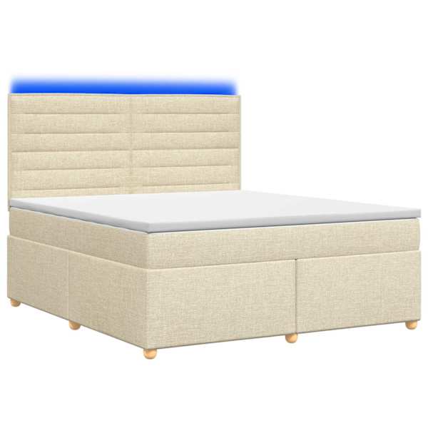 vidaXL Vedruvoodi madratsiga LED-ribadega Kreemjas 140 x 200 cm kangas