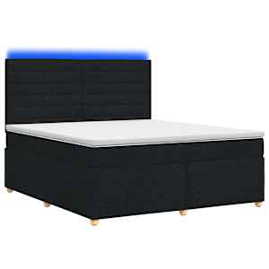 vidaXL Vedruvoodi madratsiga LED-ribadega Must 160 x 200 cm kangas