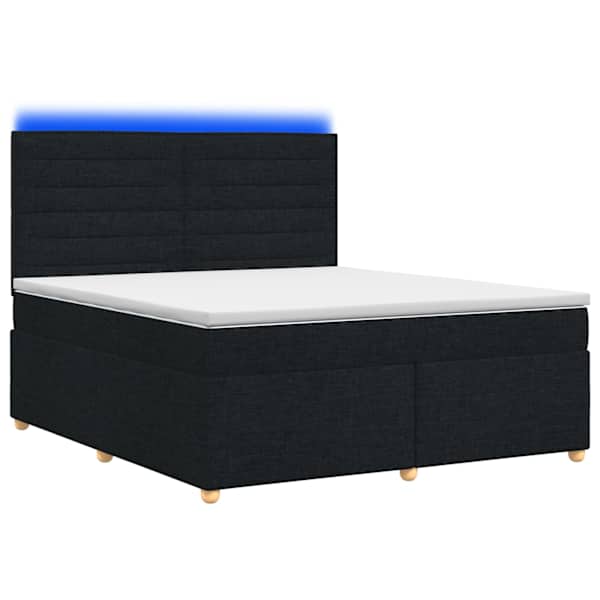 vidaXL Vedruvoodi madratsiga LED-ribadega Must 160 x 200 cm kangas