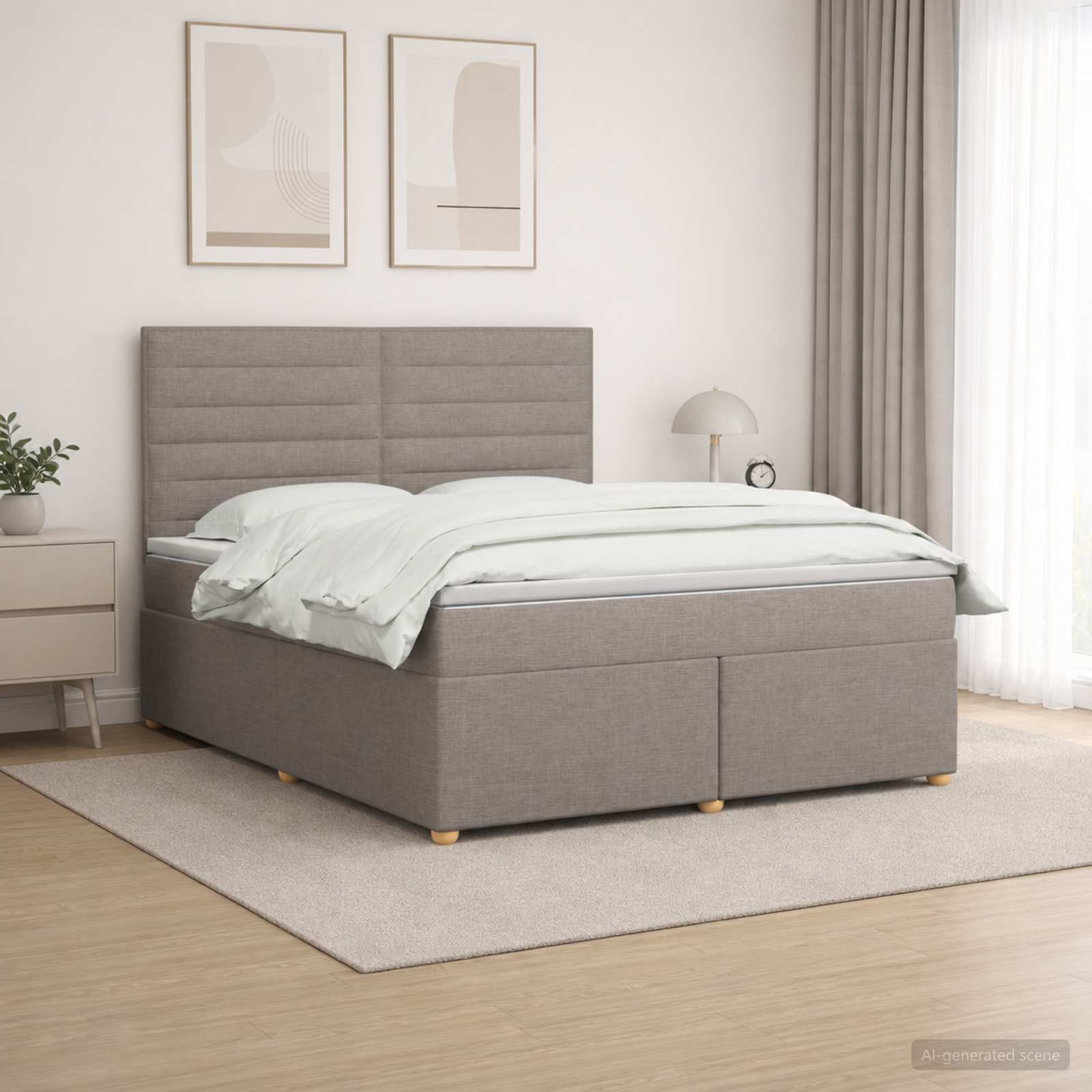 Континентално легло с матрак Таупе 140 x 200 cm Текстил