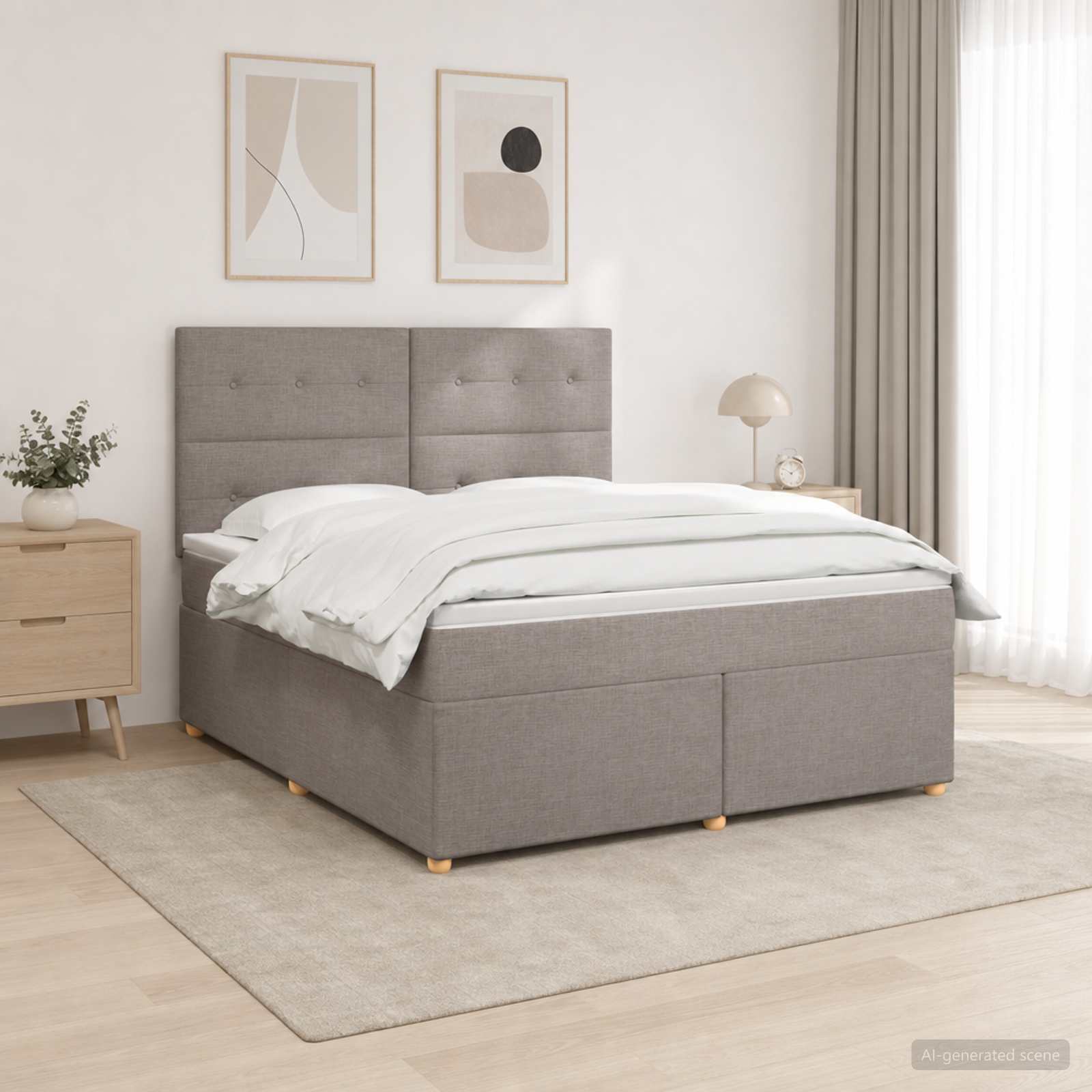 Континентално легло с матрак Таупе 140 x 200 cm Текстил