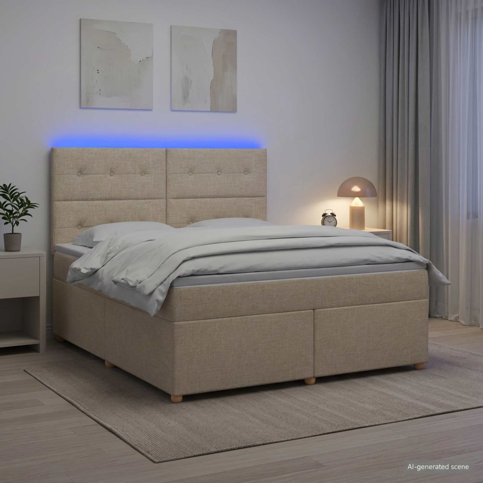 Континентално легло с матрак Кремаво 180 x 200 cm Текстил