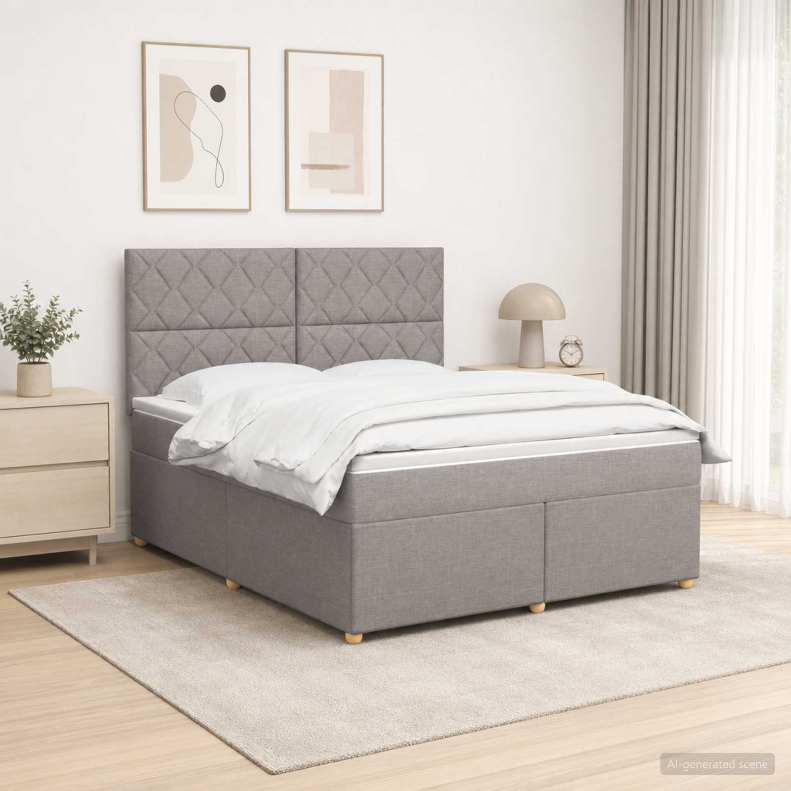 Postelja boxspring z vzmetnico Taupe 140 x 200 cm Blago