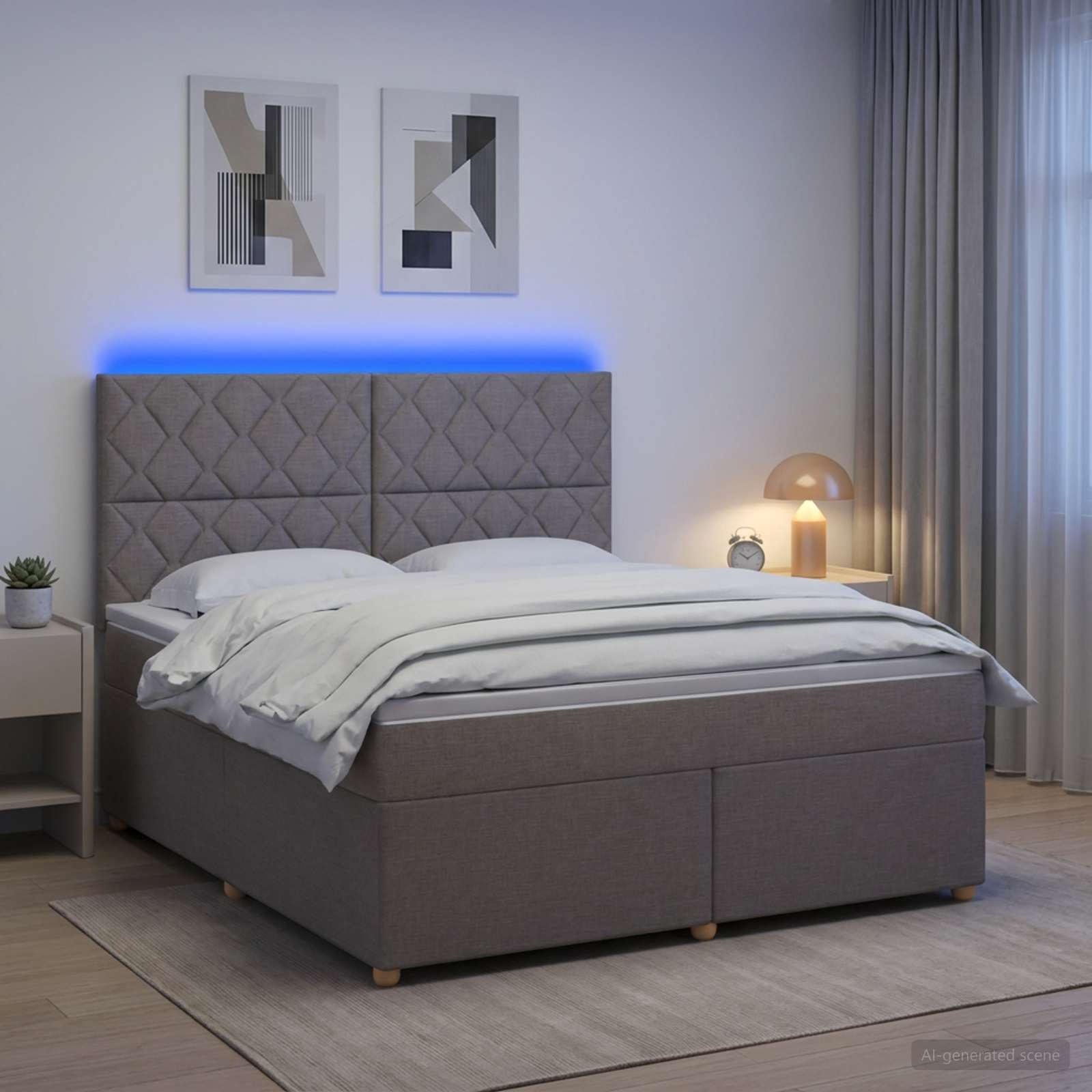 Континентално легло с матрак Таупе 140 x 200 cm Текстил