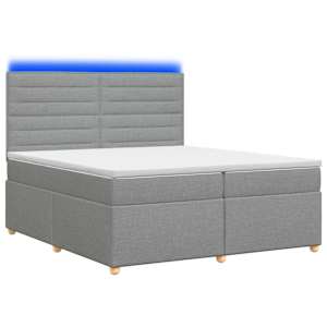 vidaXL Vedruvoodi madratsiga LED-ribadega Helehall 200 x 200 cm kangas