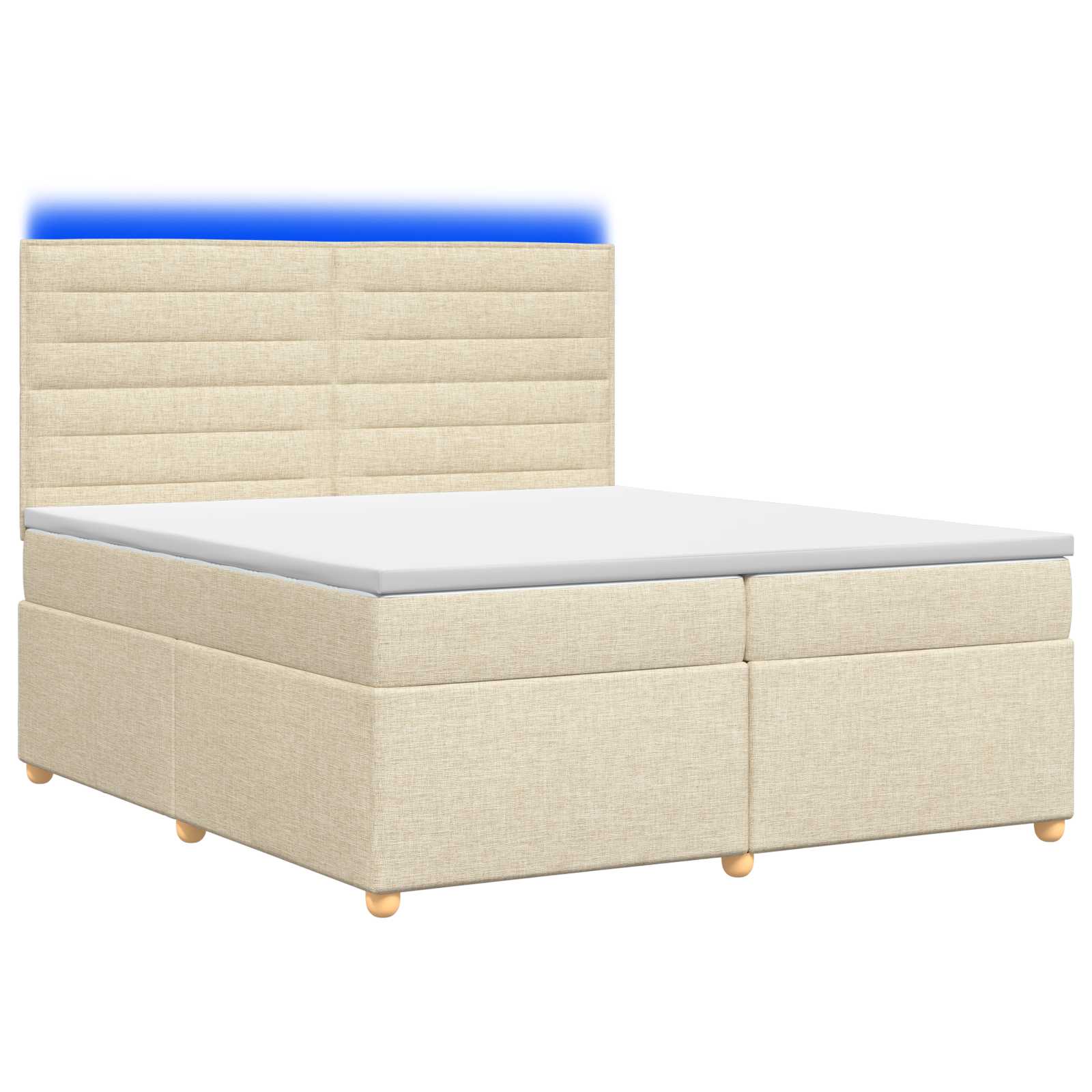 vidaXL Boxspringbed met matras Crèmekleurig 200 x 200 cm Stof, foto 3