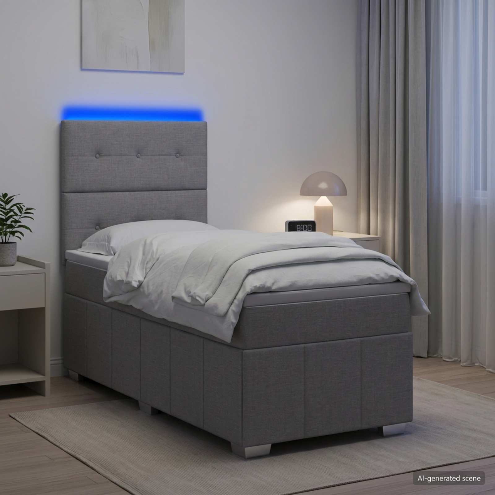 LED kastivoodiga madrats peaga Helehall 90 x 190 cm kangas