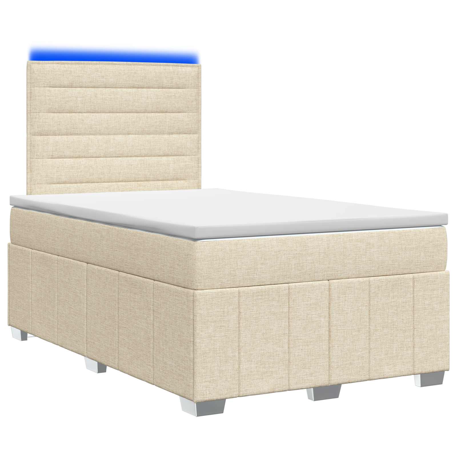 vidaXL LED Boxspring Bed met Matras Crèmekleurig 120 x 190 cm Stof, foto 3