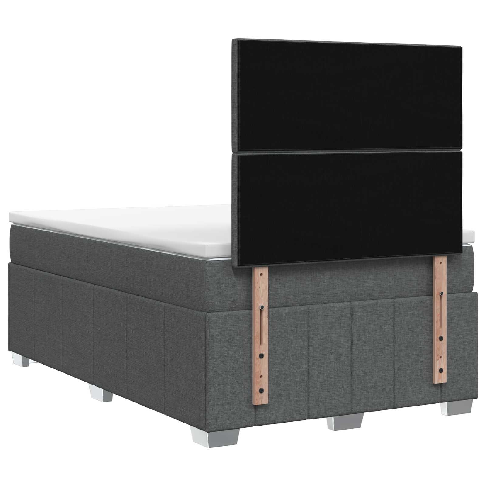 LED posteljni pod z vzmetnico Temno siva 120 x 190 cm Blago