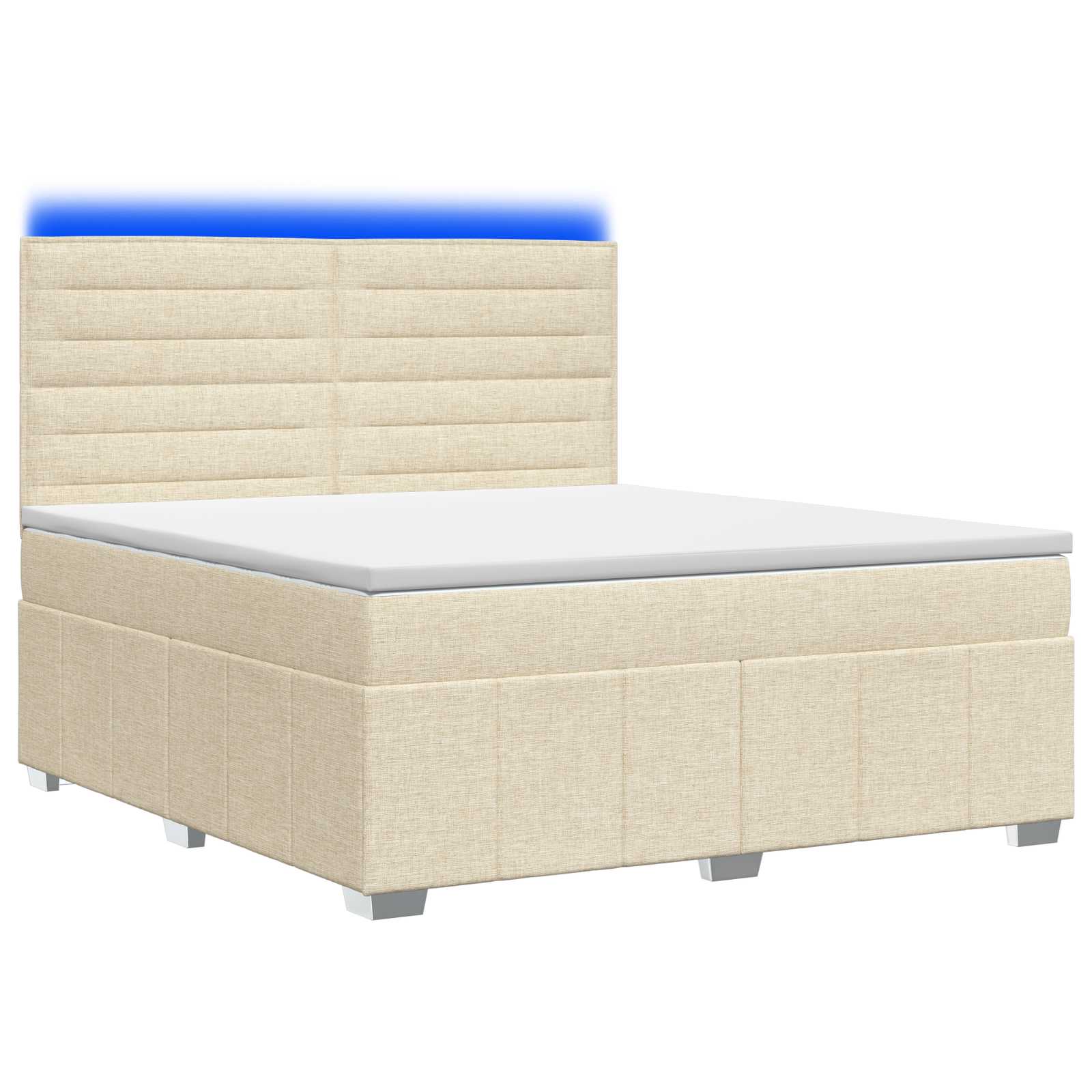 LED posteljni pod z vzmetnico Krem 140 x 190 cm Blago