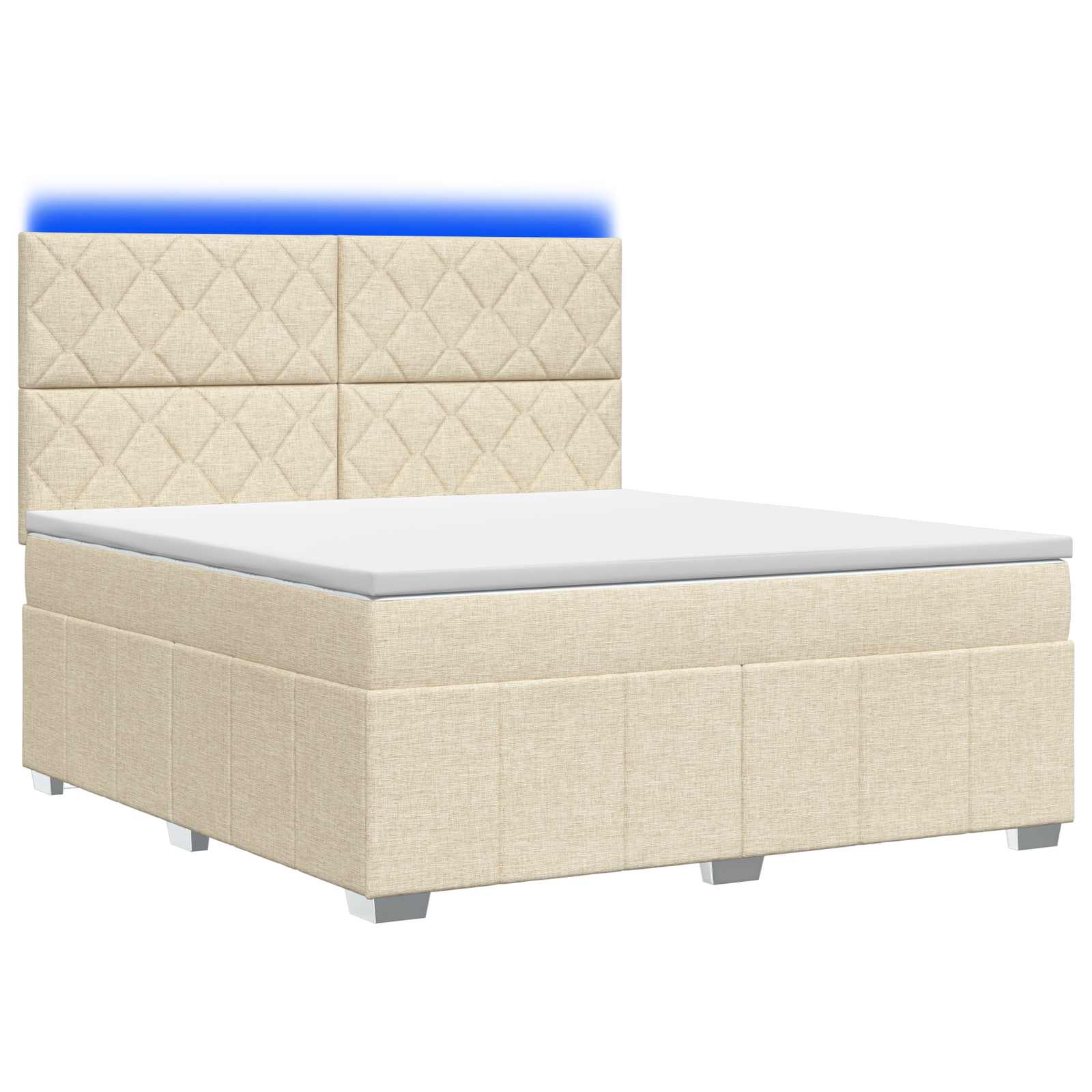 LED posteljni pod z vzmetnico Krem 140 x 200 cm Blago